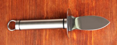 parmesan peyniri ve istiridye, ahşap zemin üzerinde bıçak