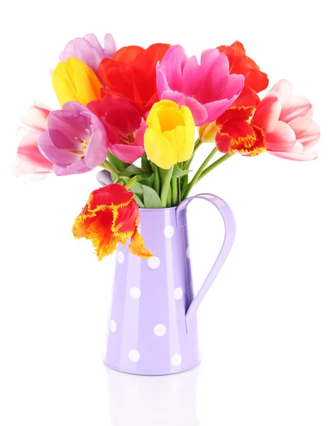 Beautiful tulips in bouquet isolated on white — Stock Photo, Image