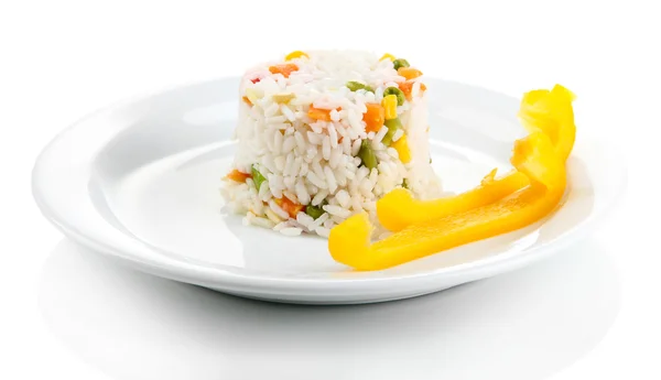 Delicioso risotto con verduras, aislado en blanco —  Fotos de Stock