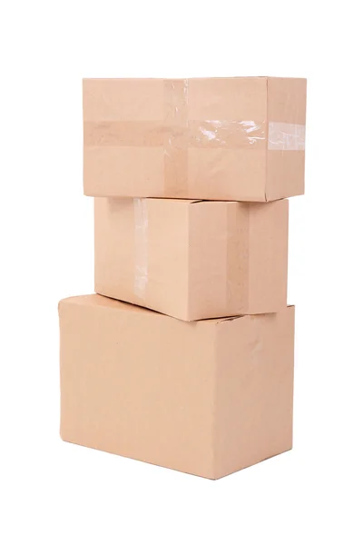 Diferentes cajas de cartón aisladas en blanco — Foto de Stock