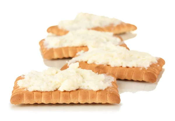 孤立在白色的牛奶芝士饼干 — 图库照片