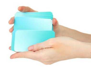 El iş kartları ile. Konsept: İş poker oyunu gibi. Beyaz izole