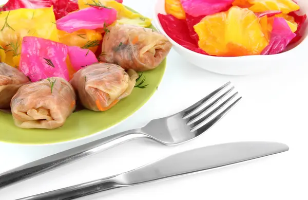 Stuffed cabbage rolls isolated on white — Stock Photo, Image