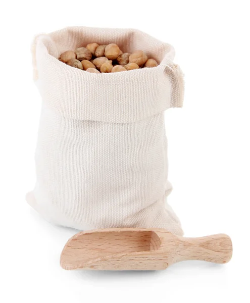 Amendoins em saco isolado em branco — Fotografia de Stock
