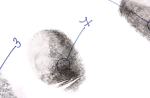 Fingerprints close-up isolated on white — Stock Photo, Image