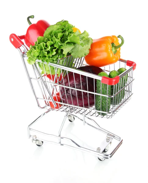 Fresh vegetables in trolley — Stock Photo, Image