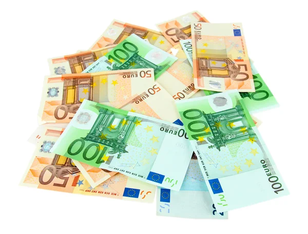 Euro banknotes isolated on a white — Stock Photo, Image