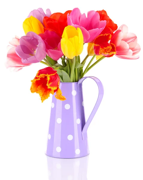 Beautiful tulips in bouquet isolated on white — Stock Photo, Image