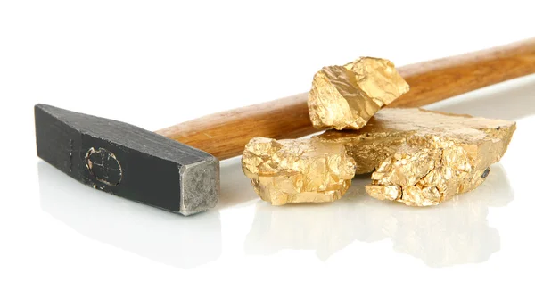 Zlaté nugety s hummer izolovaných na bílém — Stock fotografie