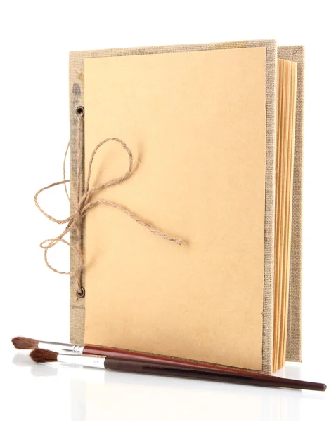 Hermoso cuaderno viejo aislado en blanco — Foto de Stock