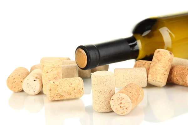Fehér alapon izolált bor és parafa — Stock Fotó