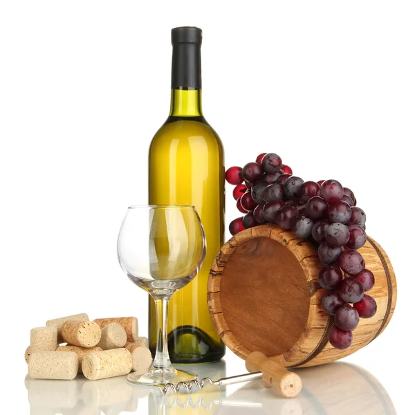 Wine and corks isolated on white — Stock Photo, Image