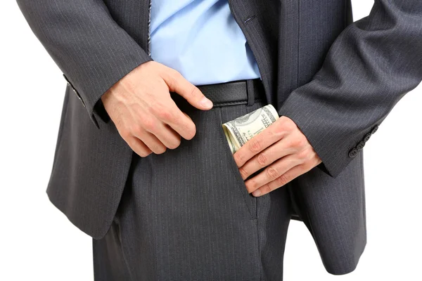 Young businessman with money isolated on whit — Stock Photo, Image