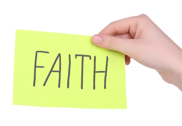 Faith word on piece paper in hand — Stock Photo, Image