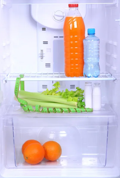 Open refrigerator with diet food — Stock Photo, Image