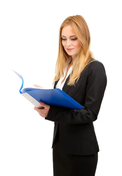 Portrait of teacher woman with folder — Stock Photo, Image