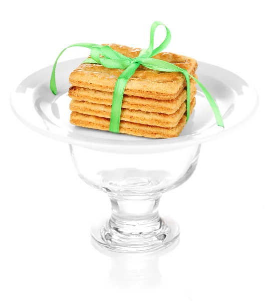 Galletas dulces atadas con cintas de colores aisladas en blanco —  Fotos de Stock