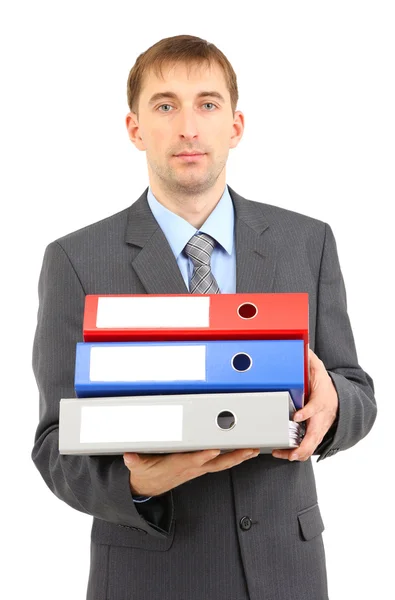 Young businessman with folders — Stock Photo, Image