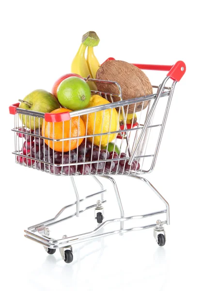 Verschiedene Früchte im Einkaufswagen — Stockfoto