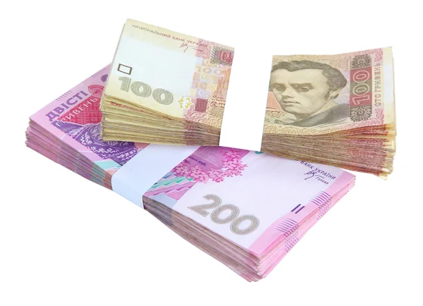 Montón de dinero ucraniano, aislado en blanco —  Fotos de Stock