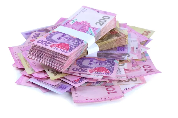 Montón de dinero ucraniano, aislado en blanco —  Fotos de Stock