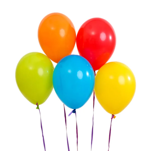 Fem ljusa ballonger på ljus bakgrund — Stockfoto