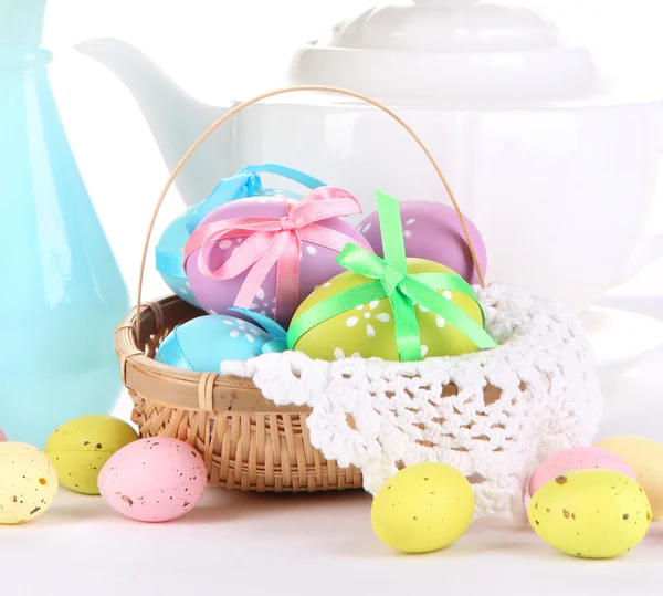 Place setting for Easter isolated on white — Stock Photo, Image