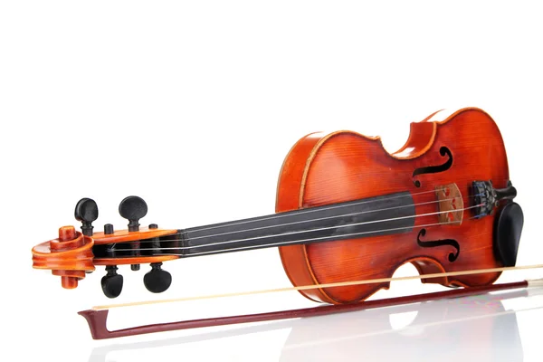 Klasické housle, izolované na bílém — Stock fotografie