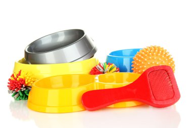 pet aksesuarları üzerinde beyaz izole
