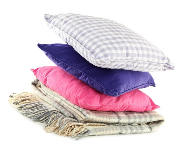 Kolorowe poduszki i kratki na białym tle — Zdjęcie stockowe