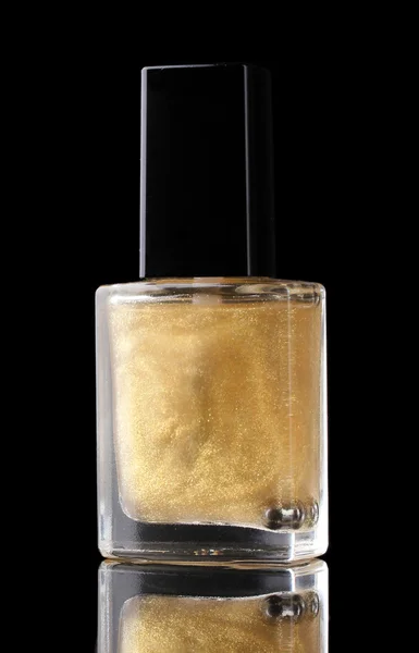 Golden nail polish on black background — Stock Photo, Image
