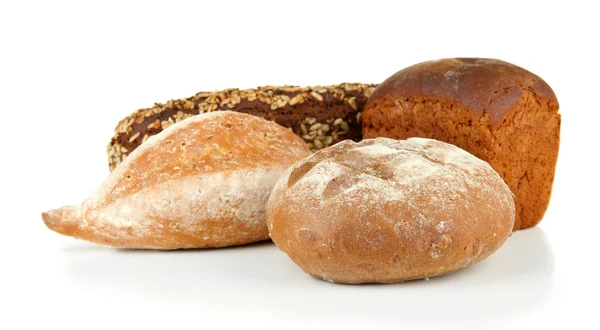 Komposition mit Brot, isoliert auf weiß — Stockfoto