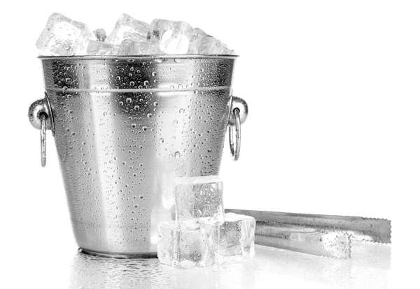 Plechový kbelík ledové izolované na bílém — Stock fotografie