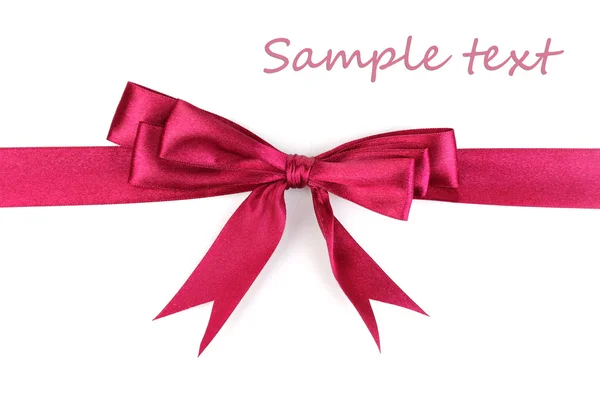 Vinous satin bow and ribbon isolated on white — Stock Photo, Image