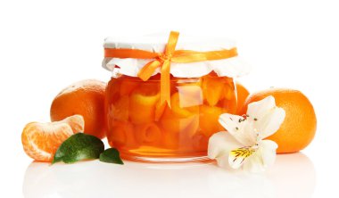 lezzet ve üzerinde beyaz izole mandalina, portakal reçeli