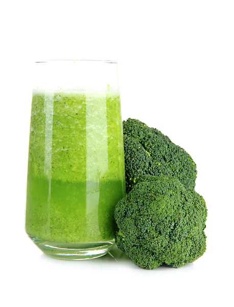 Glass of broccoli juice, isolated on white — Stockfoto