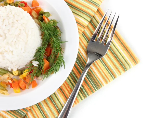 美味烩饭配上白色隔离的蔬菜 — 图库照片