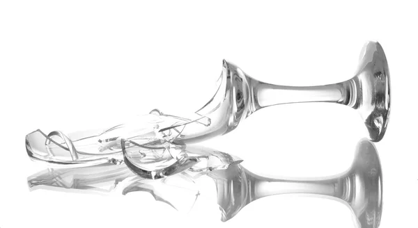 Broken champagne glass isolated on white — Stock Photo, Image