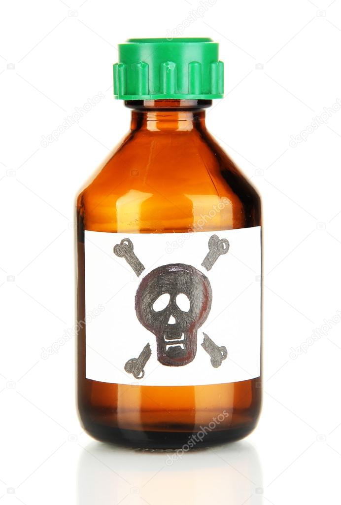 Deadly poison in bottle isolated on white