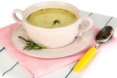 beyaz izole tavada sebze çorbası Besleyici