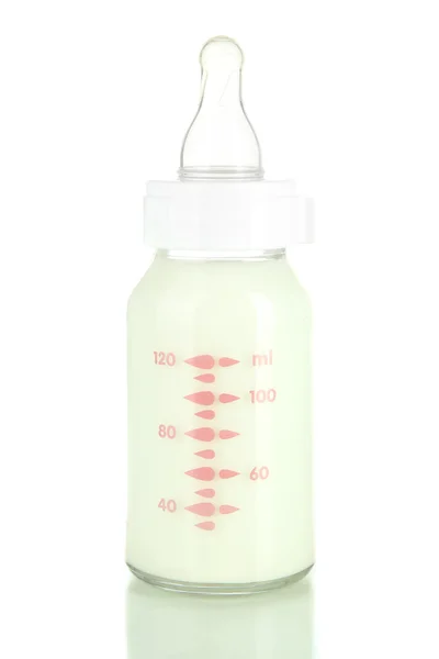 Nappflaska mjölk isolerad på vit — Stockfoto