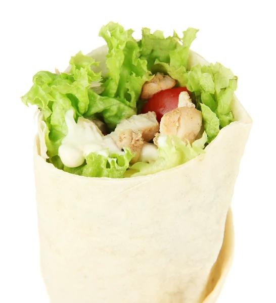Kebab - grillat kött och grönsaker, isolerad på vit — Stockfoto