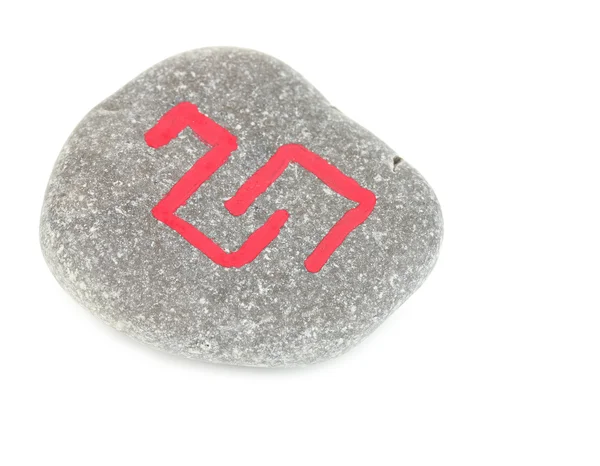 Waarzeggerij met symbolen op steen geïsoleerd op wit — Stockfoto