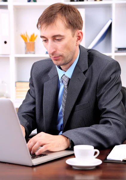 Jeune homme d'affaires à la pause déjeuner au bureau Images De Stock Libres De Droits