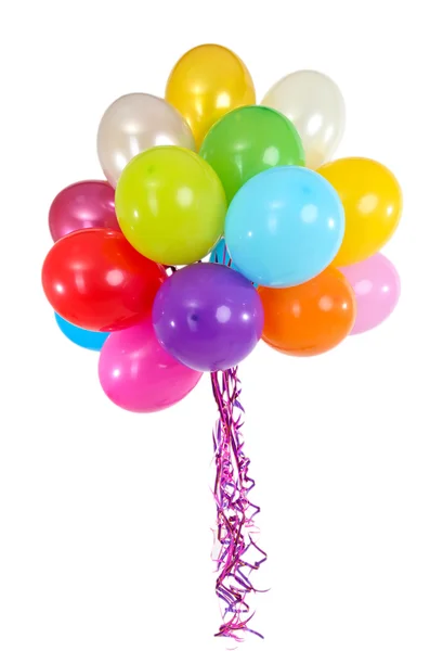 Many bright balloons isolated on white — Stock Photo, Image