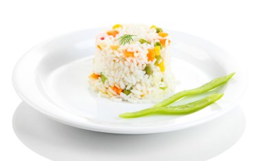 sebzeler, üzerinde beyaz izole lezzetli risotto