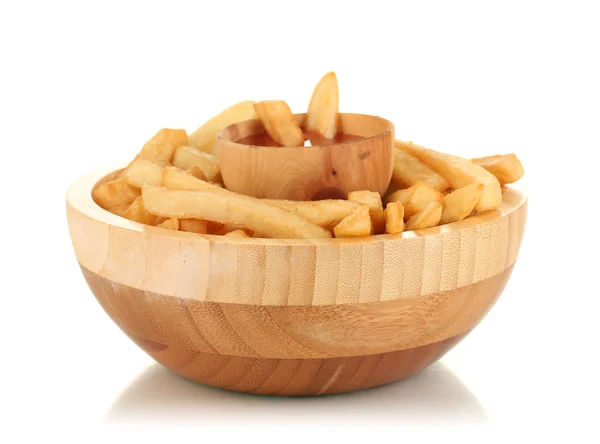 French fries in bowl isolated on white — Stock Photo, Image