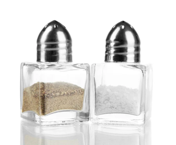 塩とコショウを白で隔離されるのコンテナー — ストック写真