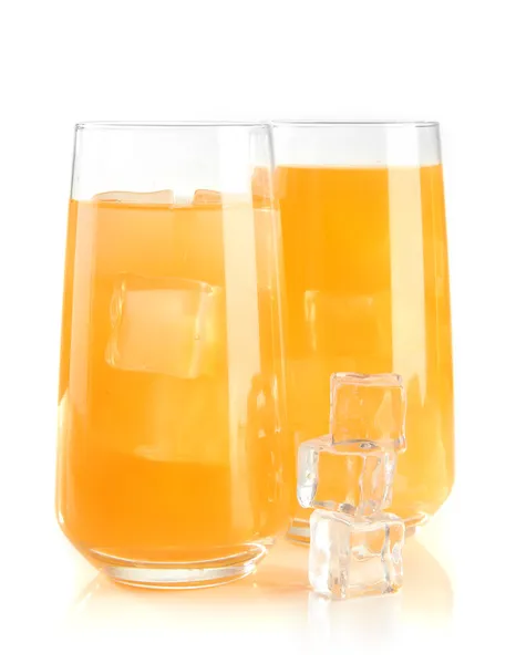 Glasses of orange juice isolated on white — Zdjęcie stockowe