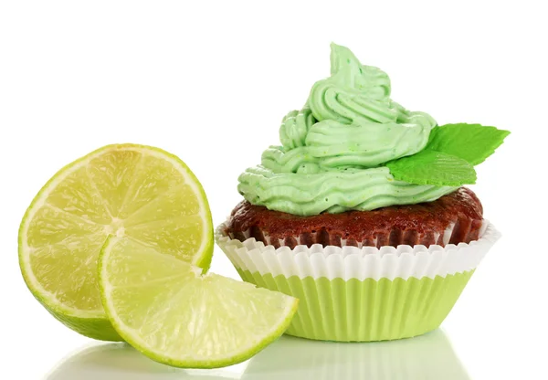 Utsökt vackra key lime cupcake isolerad på vit — Stockfoto